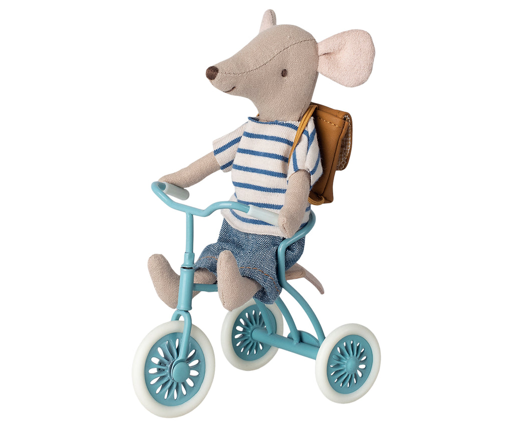 MAILEG - Tricycle, vélo miniature pour souris / Bleu pétrole
