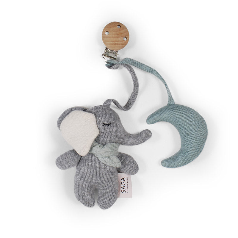 SAGA COPENHAGUE - Petit mobile de poussette "éléphants" / Bleu Nuage