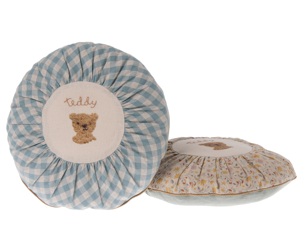 MAILEG - Petit coussin rond / Teddy Checked