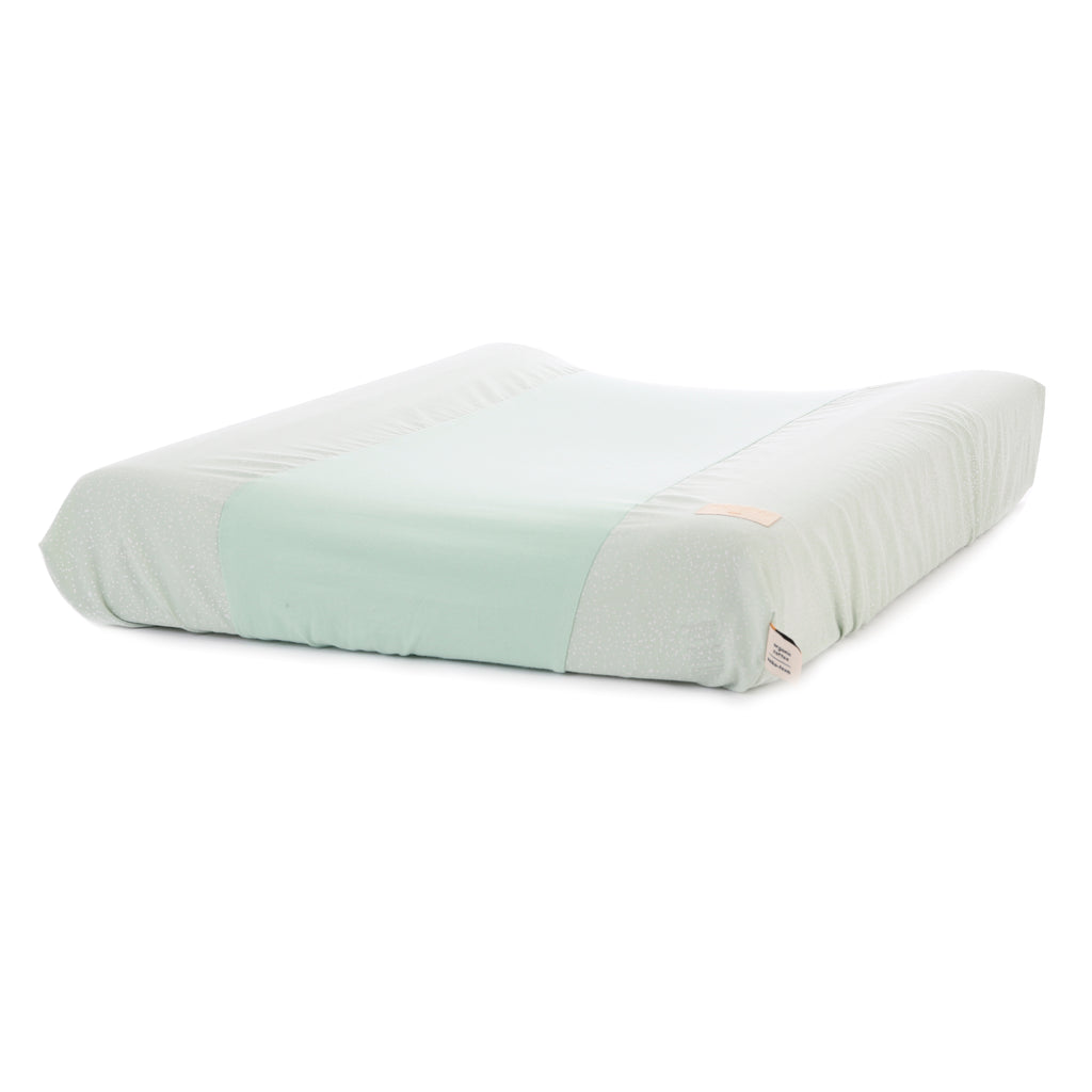 NOBODINOZ - Calma White Bubble / Aqua changing mattress cover