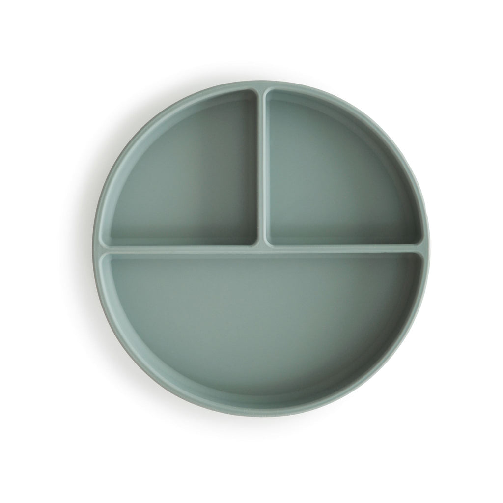 MUSHIE - Assiette avec ventouse en silicone / Cambridge Blue