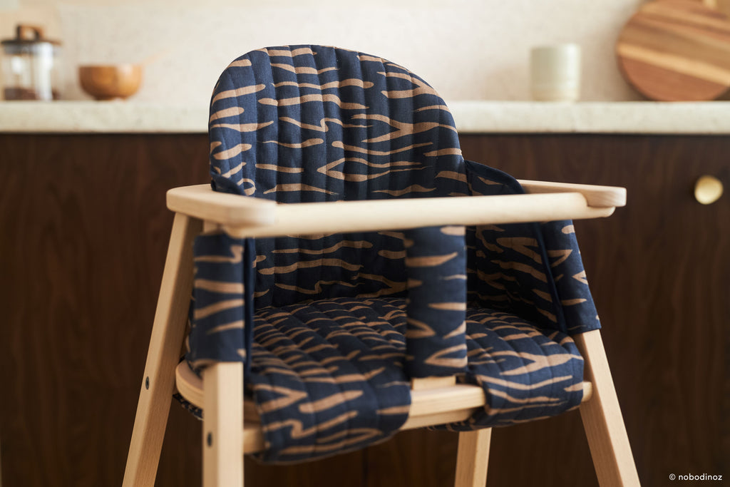 NOBODINOZ - Coussin pour chaise haute Growing Green / Blue Waves - Sur commande