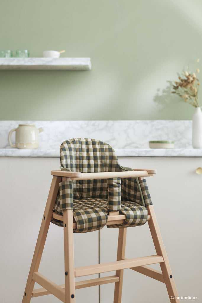 NOBODINOZ - Coussin pour chaise haute Growing Green / Green Checks - Sur commande