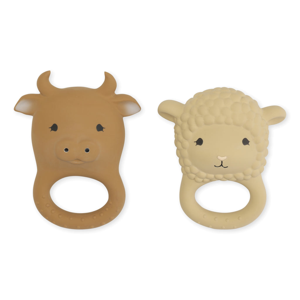 KONGES SLOJD - Set de 2 anneaux de dentition / Vache et Mouton