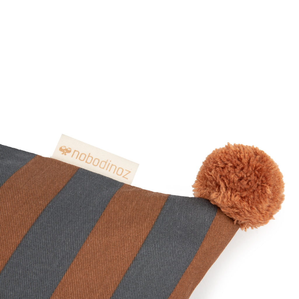 NOBODINOZ - Coussin Majestic rectangulaire / Blue Brown Stripes
