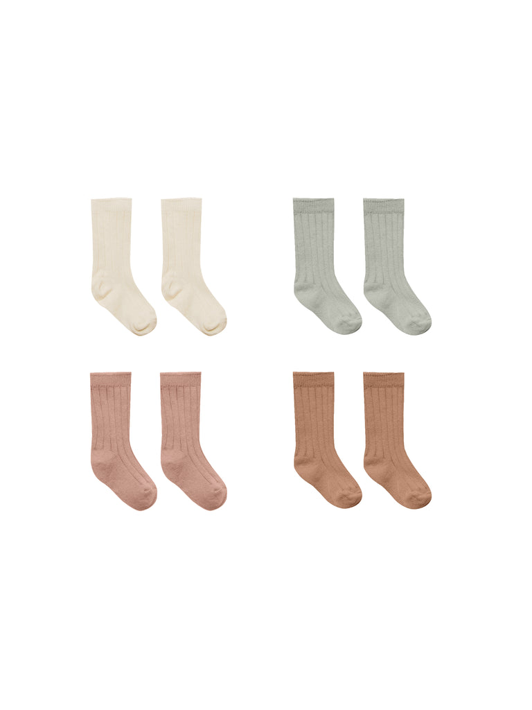 QUINCY MAE - Coffret de 4 paires de chaussettes / Ivory-Pistachio-Lilac-Clay