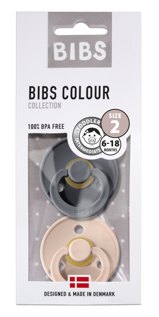 BIBS - set of 2 natural rubber nipples Iron / Blush