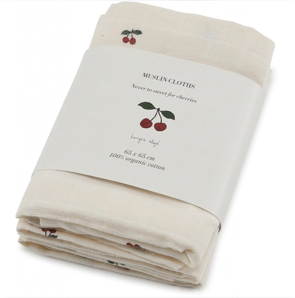 KONGES SLØJD-Set of 3 organic cotton nappies-Cerise