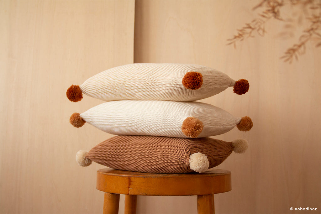 NOBODINOZ - Coussin So Natural en tricot / Biscuit